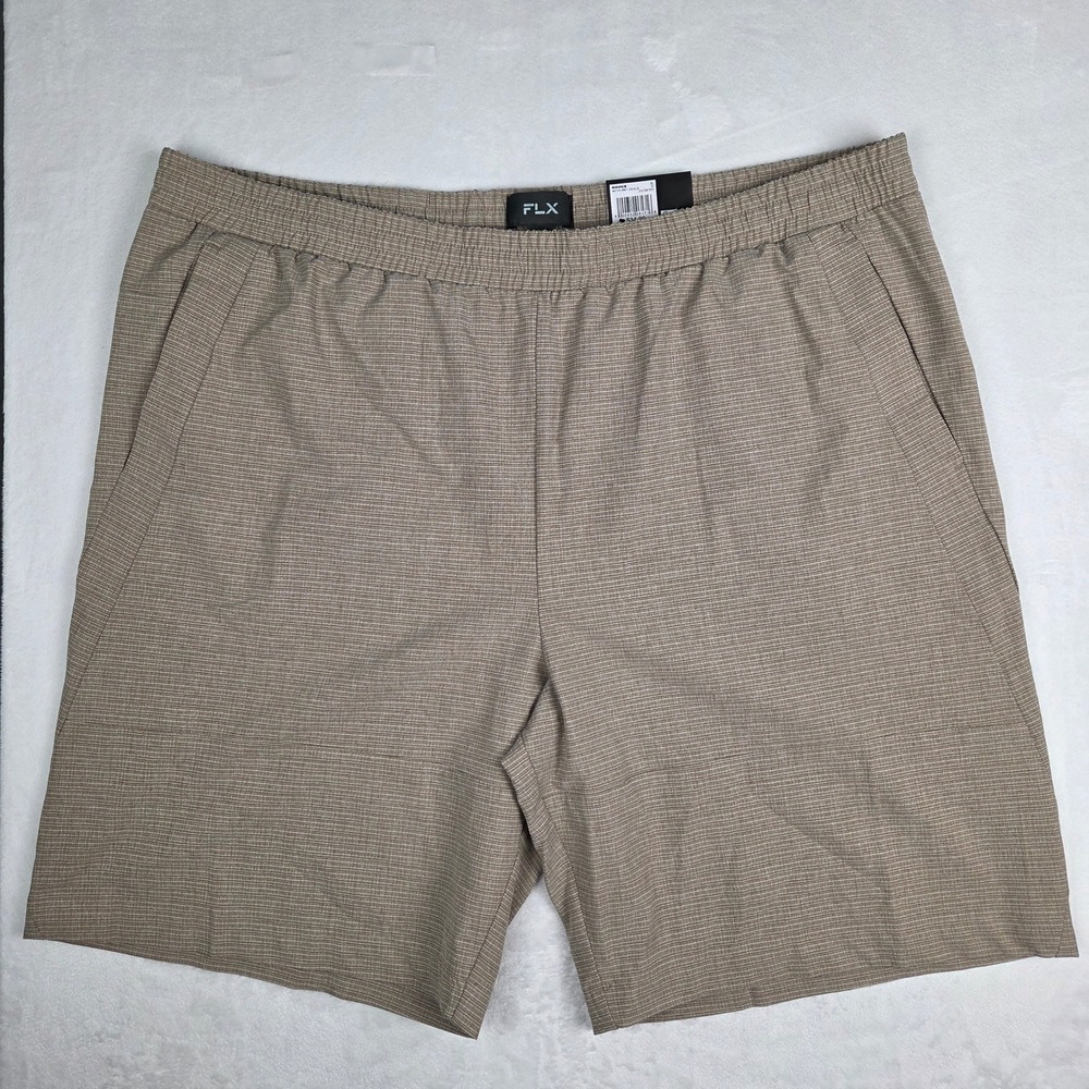 Shorts FLX Men XL Tan Text 9-in. Inseam Dynamic Stretch Performance Shorts
